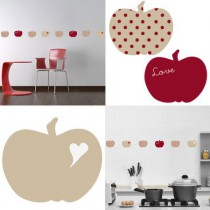 Stickers Home Déco -  Apple Sweet - Beige - Coeur blanc