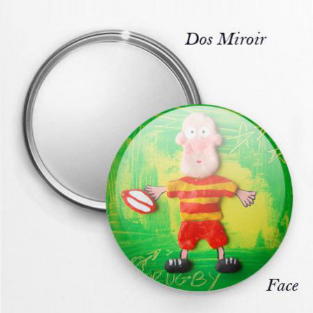 Miroir de poche Rugby rouge jaune