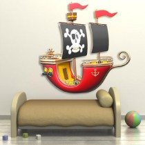 Stickers bateau pirates rouge