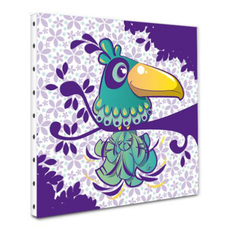 Toile Oiseau vert et violet