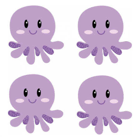 stickers quatre poulpes violet