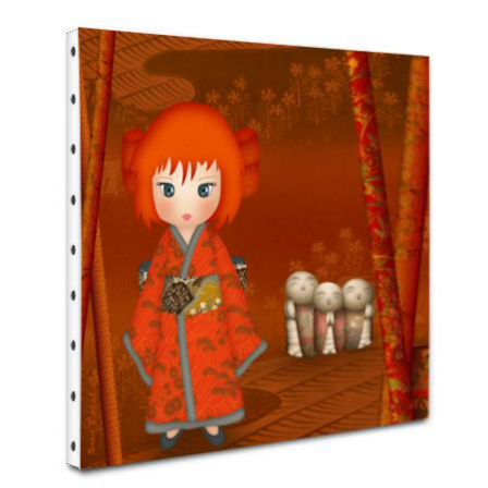 Tableau toile Kimiko Jizo rouge