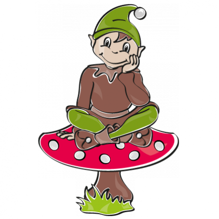 stickers lutin reveur sur champignon