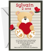 Invitation ourson coeur