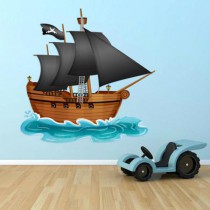 Stickers Bateau Pirate aux voiles noires