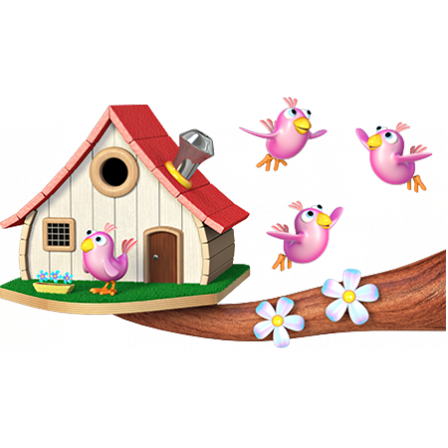 Stickers arbre cabane aux oiseaux 4