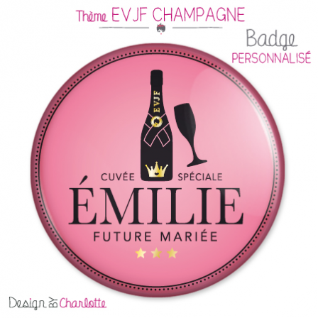 Badge EVJF Champagne Mariée à personnaliser