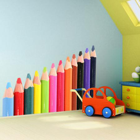 Papier Peint enfant crayons de couleurs