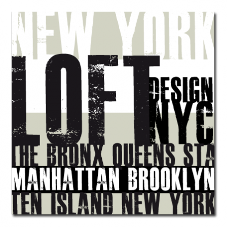 Tableau déco New York typo taupe