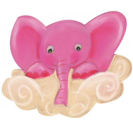 Stickers éléphant rose nuage